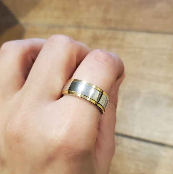 Vintage Stainless Steel Gold & Silver Wedding Band - Picture 5 of 13